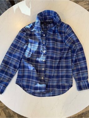 Ralph Lauren Boys Blue Plaid Button-Down Shirt size S (8) like new!